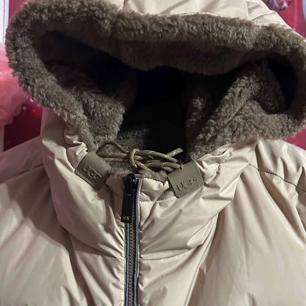 Ugg Cream Hooded Puffer Jacket